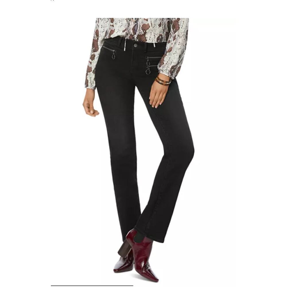 NYDJ Marilyn Hip Zip Straight Jeans in Glory bLack size 0 nwt